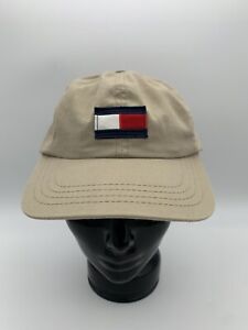 Tommy Hilfiger Hat Cap Beige Leather Strap Back Embroidered Patch. read