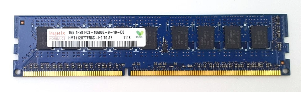 Hynix 1GB PC3-10600E DDR3 1600MHz Desktop PC Memory HMT112U7TFR8C-H9 - Image 1 of 1
