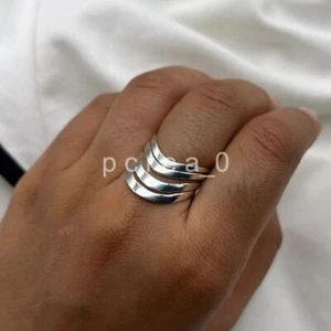 Three Band Rolling Ring, 925 Sterling Silver, Triple Interlocking Ring Woman G20 - Picture 1 of 4