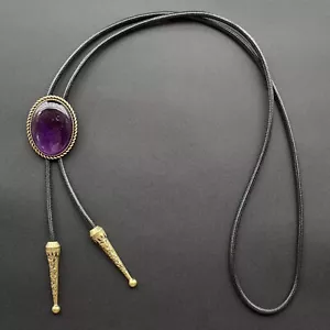 Amethyst Stein Herren Bolo Krawatte Cowboy Vintage Legierung Gewachstes Seil - Bild 1 von 6