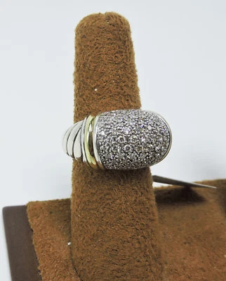 David Yurman R09924DS8ADI Large Silver Ice Metro Pave Diamond 18k Gold 8 NWT - Image 1 of 4