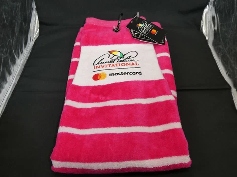 Arnold Palmer Invitational Golf Bag Towel Pink Tri-Fold Ahead Brand New Cover