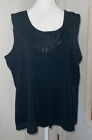 Women's Coldwater Creek Black Sleeveless beaded, embroidered Black Shirt, Large