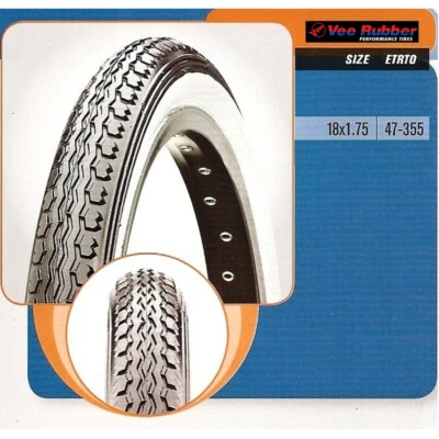 KENDA COPERTONE PNEUMATICO RUOTA GOMMA BICI 18 X 1,75 BIANCO NERO BICICLETTA ELETTRICA