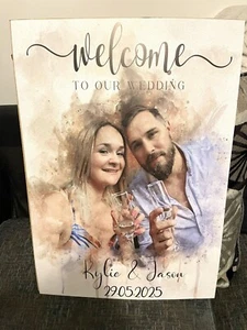Foto personalizada novia novio boda bienvenida cartel póster entrada - Imagen 1 de 3