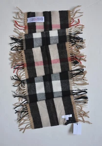 NWT Burberry Children Cashmere Merino Wool Nova Check Happy Scarf Scotland Camel - Picture 1 of 7