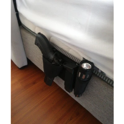 Tactical Concealed Under Mattress Bed Side gun Holster Flashlight Tools Holder - Image 1 of 4