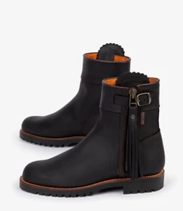 Woman Penelope Chilvers Cropped Leather Tassel Boots Black Size 37 Uk 4 - Picture 1 of 5