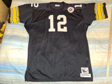 TERRY BRADSHAW #12 PITTSBURGH STEELERS 1976 HOME THROWBACK FOOTBALL JERSEY sz 56 Cover