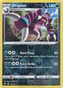 Pokemon Sword & Shield Base Drapion Rare Reverse Holo 122/202 - Picture 1 of 1