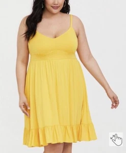 Torrid Mini Super Soft Shirred Skater Dress Yellow Size 2 T1 - Picture 1 of 8