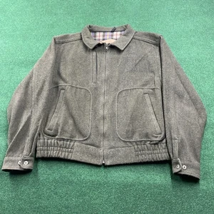 Vintage Woolrich Jacket Mens L Olive Green 90S Wool Plaid Lined Full Zip Coat - Picture 1 of 11