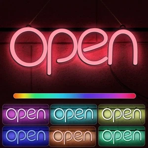 Bright LED OPEN Neon Light Sign for Business Store Café+ Door Window w/ Remote - Picture 1 of 15