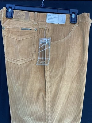 复古 Brittania 棕褐色灯芯绒裤子休闲裤 36 长闪光全新带标签原始下摆 2482-8 — 第 1/4 张图片