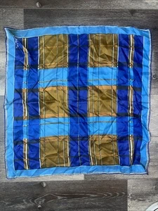 Vintage Mid Century Schal bunt Mod 60er 70er geometrisches Design blau braun 22" - Bild 1 von 8