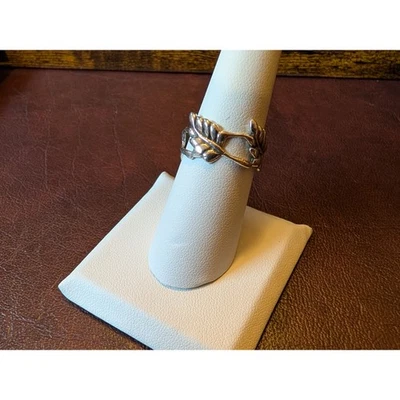 Anillo de plata de ley 925 ajustable talla 7 hojas con rama joyería para mujer Foto 1 de 4