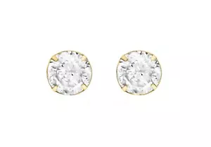 9CT Yellow Gold Round CZ Stud Earrings 6mm - Picture 1 of 6