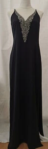 Next Damen Maxikleid Größe 12 Reg schwarz gefüttert Spaghettiträger Diamanten neu mit Etikett - Bild 1 von 19