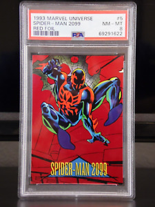 1993 SkyBox Marvel Universe Red Foil SPIDER-MAN 2099 Carte #5 | PSA 8 Neuf-Mt