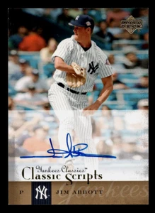 Jim Abbott 2004 Ud Classic Scripts Yankees handsignierte Baseballkarte #Au-31 - Bild 1 von 2