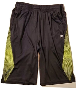 Fila Sport Youth Boy's XL Black Neon Yellow Basketball Athletic Gym Shorts  - Picture 1 of 6