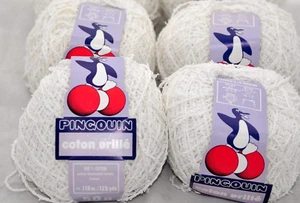 4 Skeins VINTAGE PINGOUIN COTON VRILLE 50g YARN Knit Crochet French White - Picture 1 of 3