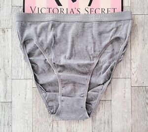 VICTORIA'S SECRET Gray 100% Cotton Vintage Signature Band L Hi-Leg Brief Panties