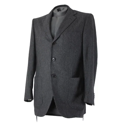 Jaqueta blazer Luciano Barbera tamanho 50 listra de carvão três botões 100% lã - Imagem 1 de 4
