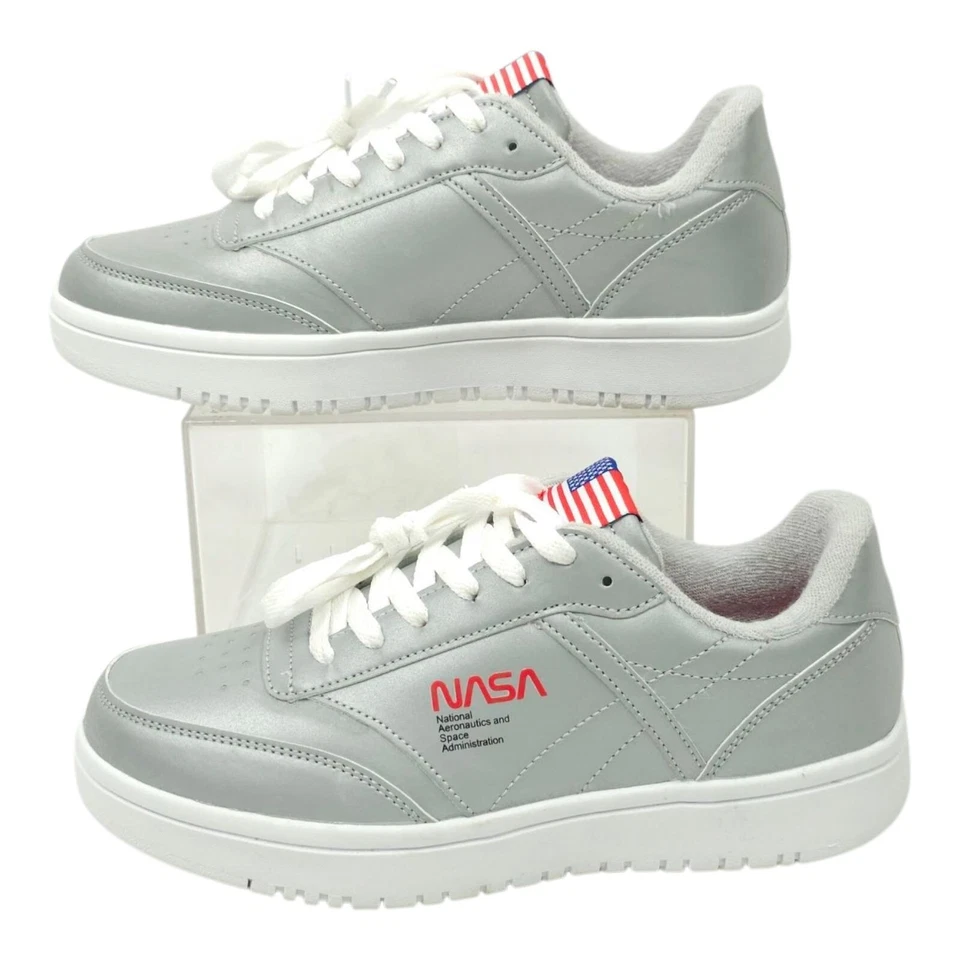 NASA Cápsula Plata Tenis Zapatos Mujer Talla 8 M Tenis Iridiscente Brillante Espacio Foto 1 de 4