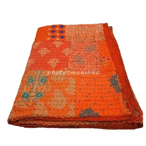 Manta de edredón india hecha a mano talla King Kantha Khambadiya colcha Gudari - Imagen 1 de 7