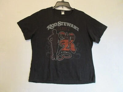 Camiseta Rod Stewart Mujer XL Negra Gráfica Manga Corta Banda Top Foto 1 de 4