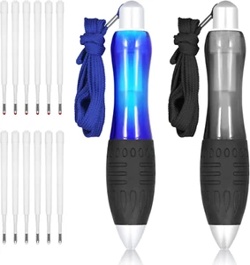 2Pcs Big Fat Pens with 12 Refills, Large Grip for Easy Writing (Black, Blue) - Picture 1 of 12