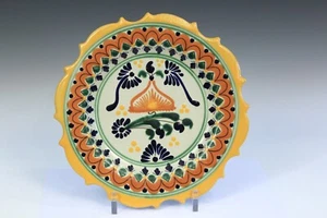 Antiguo cargador de plato de cerámica mexicana Talavera San Sebastián firmado 13" - Imagen 1 de 10