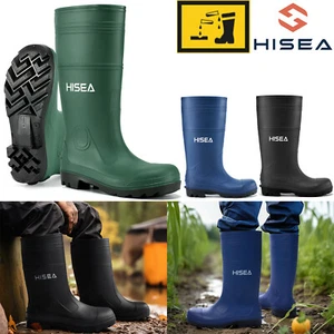 HISEA Men Rubber Rain Boots w/Steel Shank Waterproof Non-Slip Outdoor Work Shoes - Picture 1 of 54