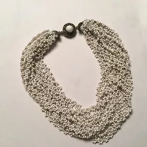 Vintage 10 Strand Necklace Daisies White W Yellow Centers 16” Length - Picture 1 of 4