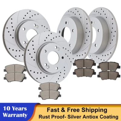 Rotores perforados delanteros traseros + kits de almohadillas Fit Hyundai Elantra Veloster GT Kia Forte Foto 1 de 4