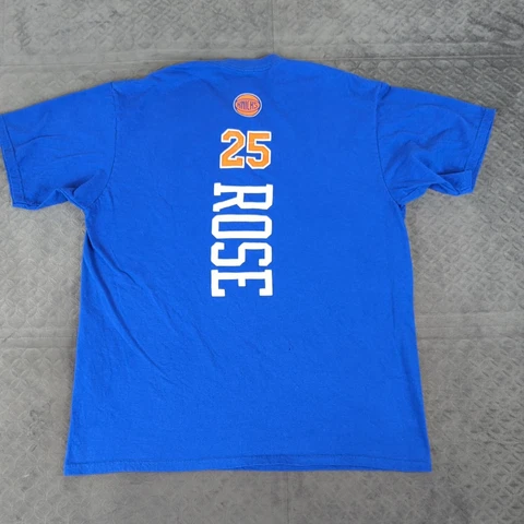 Derrick Rose Shirt New York Knicks Fanatics Men Large Blue Short Sleeve #25 Cover