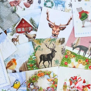 20 Single Mystery Decoupage Napkins Winter Animals, Assorted Paper Napkin - Picture 1 of 6