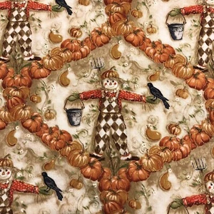 Pumpkin Trellis Scarecrow Fabric, Lightweight Cotton, 2.75 Yards - Picture 1 of 5