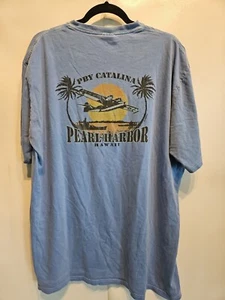 T-shirt pazza vintage Hawaii Pearl Harbor uomo XL corazzata PBY Catalina blu - Foto 1 di 5