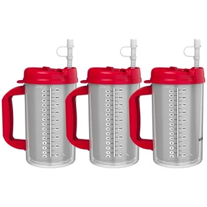(3) Tazze ospedaliere 32 oz - rosse - tazze da viaggio isolate per bevande fredde - senza BPA USA - Foto 1 di 5