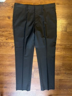 Nordstrom masculino 36x33 acabamento ajuste preto lã stretch tecnologia inteligente frente plana zíper pckt - Imagem 1 de 4