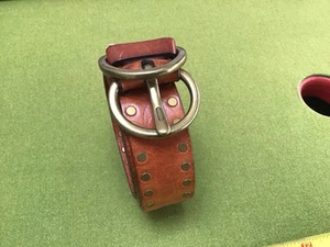 Ladies COACH Brown/ Tan Leather Double Buckle Belt Size M - Picture 1 of 10