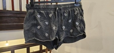 Top Shop Grey Silver Embroidered Beetle Vintage Style Shorts - Image 1 of 3