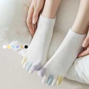 6 Pairs Women Ankle Solid Socks No Show Five Finger Toe Casual Funny Color Sport - Picture 1 of 11