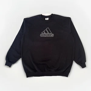Vintage 1990s Adidas Embroidered Logo Black Crewneck Sweatshirt L New w/ Tags - Bild 1 von 7
