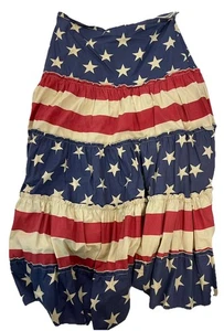 Tasha Polizzi USA Flagge Stufen Rüschen Maxi Baumwolle Rock Gr. L H72 - Bild 1 von 4