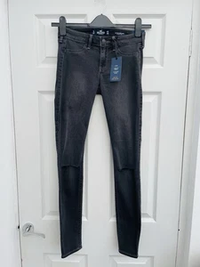 BNWTs HOLLISTER Charcoal Black Low Rise Skinny Jeggings Jeans Sz 6-8 26W 30L - Picture 1 of 7