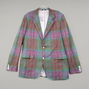 Abrigo deportivo vintage Southwick Brittany Ltd 44L chaqueta blazer a cuadros mezcla de seda EE. UU. - Imagen 1 de 17