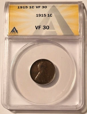 1915 Lincoln Wheat Cent VF30 ANACS - Image 1 of 4